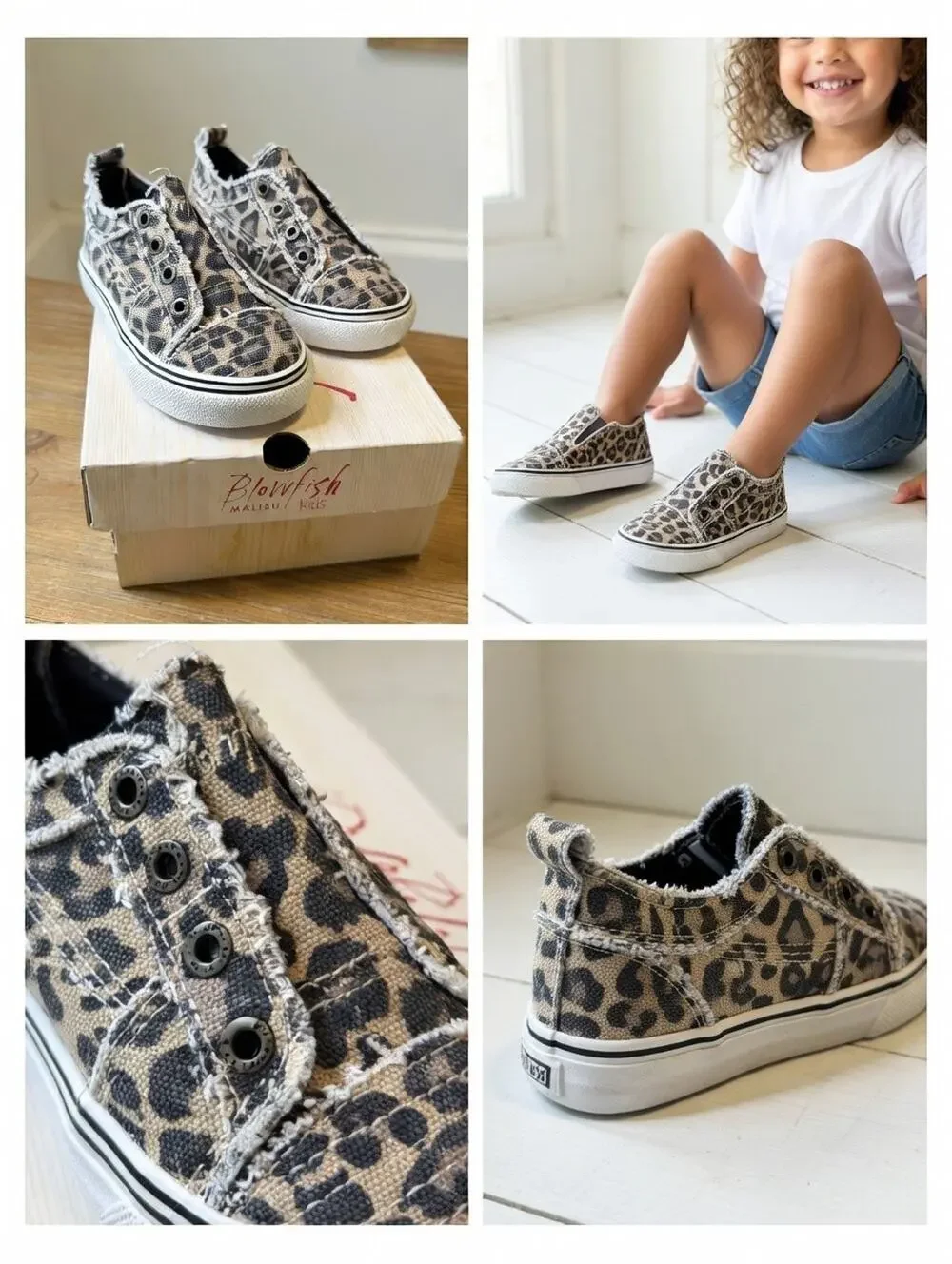Blowfish Malibu Kids Leopard Print Slip-On Sneakers – Size 8 – New with Box